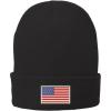 imageTrendy Apparel Shop US American Flag White Embroidered Winter Folded Long BeanieBlack