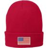 imageTrendy Apparel Shop US American Flag White Embroidered Winter Folded Long BeanieRed