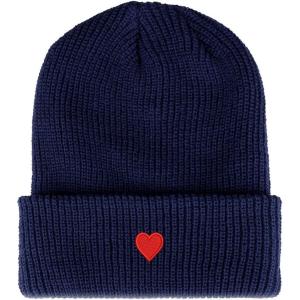 imageTrendy Apparel Shop Emoticon Heart Embroidered Ribbed Cuffed Knit BeanieNavy