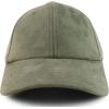 imageTrendy Apparel Shop Plain Faux Suede Leather Adjustable Structured Baseball CapOlive