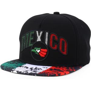 imageHecho En Mexico Eagle 3D Embroidered Flat Bill Snapback CapBalck Black 2