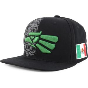 imageHecho En Mexico Eagle 3D Embroidered Flat Bill Snapback CapBlack Green