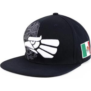 imageHecho En Mexico Eagle 3D Embroidered Flat Bill Snapback CapBlack White