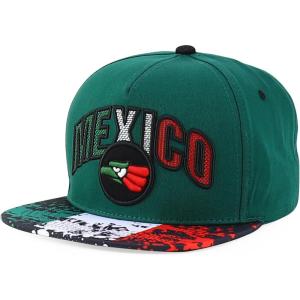 imageHecho En Mexico Eagle 3D Embroidered Flat Bill Snapback CapDark Green Black 2