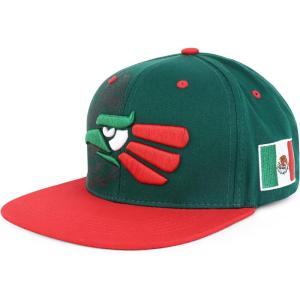 imageHecho En Mexico Eagle 3D Embroidered Flat Bill Snapback CapGreen Red