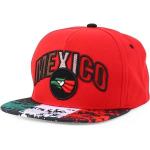 imageHecho En Mexico Eagle 3D Embroidered Flat Bill Snapback CapRed Black 2