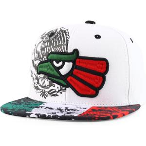 imageHecho En Mexico Eagle 3D Embroidered Flat Bill Snapback CapWhite