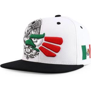 imageHecho En Mexico Eagle 3D Embroidered Flat Bill Snapback CapWhite Black Mexico