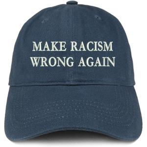 imageTrendy Apparel Shop Make Racism Wrong Again Embroidered Soft Crown 100 Brushed Cotton CapNavy