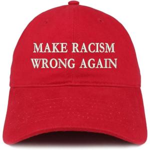 imageTrendy Apparel Shop Make Racism Wrong Again Embroidered Soft Crown 100 Brushed Cotton CapRed
