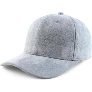 imageTrendy Apparel Shop Plain Faux Suede Leather Adjustable Structured Baseball CapGrey