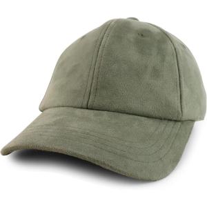 imageTrendy Apparel Shop Plain Faux Suede Leather Adjustable Structured Baseball CapOlive