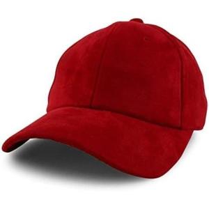 imageTrendy Apparel Shop Plain Faux Suede Leather Adjustable Structured Baseball CapRed