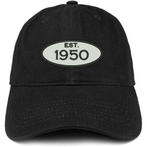 imageTrendy Apparel Shop Established 1950 Embroidered 75th Birthday Gift Soft Crown Cotton CapBlack