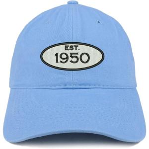 imageTrendy Apparel Shop Established 1950 Embroidered 75th Birthday Gift Soft Crown Cotton CapCarolina Blue