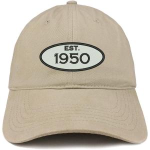 imageTrendy Apparel Shop Established 1950 Embroidered 75th Birthday Gift Soft Crown Cotton CapKhaki