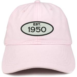 imageTrendy Apparel Shop Established 1950 Embroidered 75th Birthday Gift Soft Crown Cotton CapLight Pink