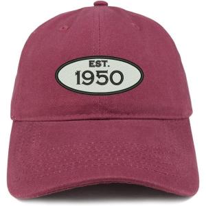 imageTrendy Apparel Shop Established 1950 Embroidered 75th Birthday Gift Soft Crown Cotton CapMaroon
