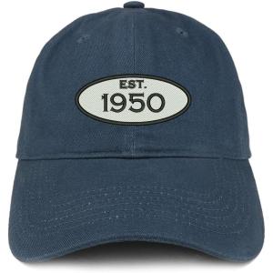imageTrendy Apparel Shop Established 1950 Embroidered 75th Birthday Gift Soft Crown Cotton CapNavy