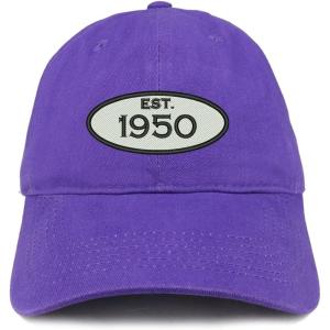 imageTrendy Apparel Shop Established 1950 Embroidered 75th Birthday Gift Soft Crown Cotton CapPurple