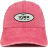 imageTrendy Apparel Shop Established 1955 Embroidered 70th Birthday Gift Pigment Dyed Washed Cotton CapRed