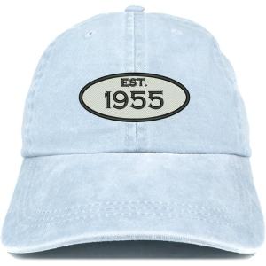 imageTrendy Apparel Shop Established 1955 Embroidered 70th Birthday Gift Pigment Dyed Washed Cotton CapLight Blue