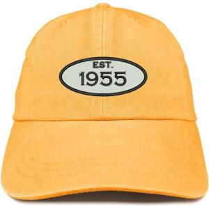 imageTrendy Apparel Shop Established 1955 Embroidered 70th Birthday Gift Pigment Dyed Washed Cotton CapMango