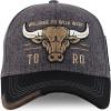 imageTrendy Apparel Shop Bull Embroidered Western Snapback Trucker CapCharcoal Black 2