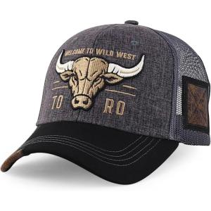 imageTrendy Apparel Shop Bull Embroidered Western Snapback Trucker CapCharcoal Black 2