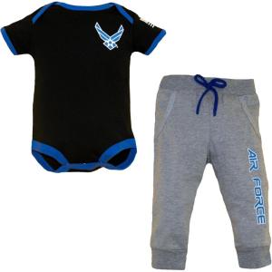 imageTrendy Apparel Shop Baby Infant Military Theme 2pc Bodysuit and Jogger SetBlack Grey