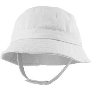 imageTrendy Apparel Shop Infant Babys 100 Cotton Bucket Hat with Adjustable Chin StrapWhite