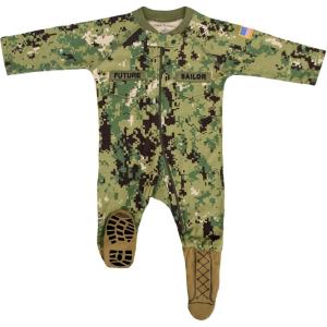 imageTrendy Apparel Shop Military Design Infant Baby Crawler Front Zip Romper Jumpsuit with BootsDigital Camo