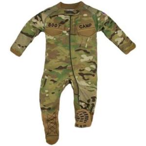 imageTrendy Apparel Shop Military Design Infant Baby Crawler Front Zip Romper Jumpsuit with BootsMulti Camo