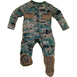 imageTrendy Apparel Shop Military Design Infant Baby Crawler Front Zip Romper Jumpsuit with BootsWoodland