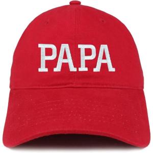 imageTrendy Apparel Shop PAPA Embroidered Soft Crown 100 Brushed Cotton CapRed