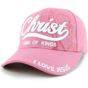 imageTrendy Apparel Shop 3D Christ King of Kings Embroidered Jesus Christian Ball CapLight Pink
