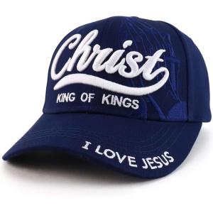 imageTrendy Apparel Shop 3D Christ King of Kings Embroidered Jesus Christian Ball CapNavy