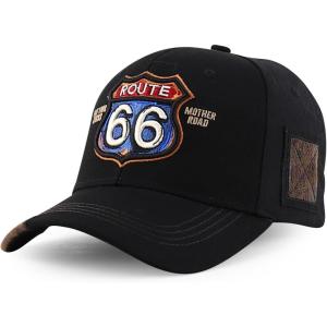 imageTrendy Apparel Shop Route 66 3D Embroidered Structured Mesh Back Baseball CapBlack Black 2