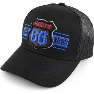 imageTrendy Apparel Shop Route 66 3D Embroidered Structured Mesh Back Baseball CapBlack Black