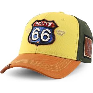 imageTrendy Apparel Shop Route 66 3D Embroidered Structured Mesh Back Baseball CapMustard Tan 2