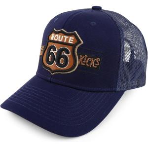 imageTrendy Apparel Shop Route 66 3D Embroidered Structured Mesh Back Baseball CapNavy Navy