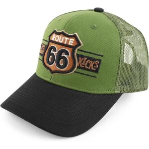 imageTrendy Apparel Shop Route 66 3D Embroidered Structured Mesh Back Baseball CapOlive Black