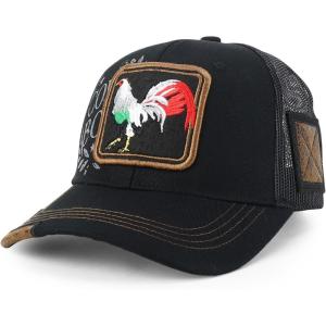 imageTrendy Apparel Shop Animal Design Square Embroidered Snapback Trucker CapRooster 2 Black Black 2