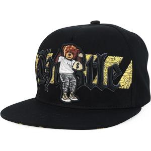 imageTrendy Apparel Shop Bear Embroidered Flat Bill Snapback CapBlack Black 2