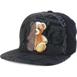 imageTrendy Apparel Shop Bear Embroidered Flat Bill Snapback CapBlack Black 3