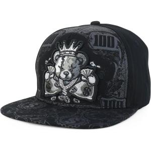 imageTrendy Apparel Shop Bear Embroidered Flat Bill Snapback CapBlack Black 5