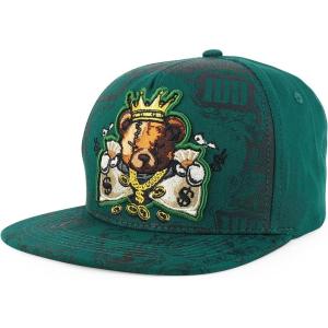 imageTrendy Apparel Shop Bear Embroidered Flat Bill Snapback CapDark Green Dark Green 5