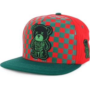 imageTrendy Apparel Shop Bear Embroidered Flat Bill Snapback CapDark Green Red 6