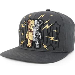 imageTrendy Apparel Shop Bear Embroidered Flat Bill Snapback CapDark Grey Dark Grey 1