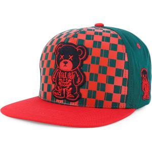 imageTrendy Apparel Shop Bear Embroidered Flat Bill Snapback CapRed Dark Green 6